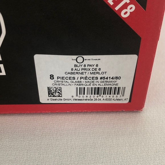 RIEDEL The O Wine Tumbler Cabernet/Merlot - 8 Stemless Wine Glasses - NWT - Picture 4 of 14